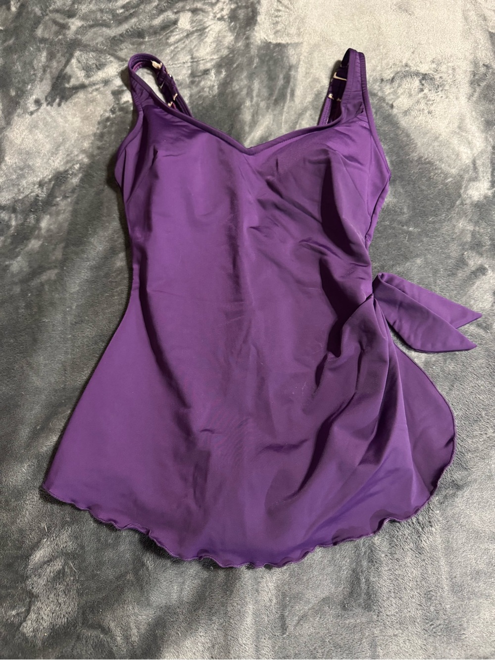 Roxanne Vintage Glam Swimsuit Pin Up Ruched One-Piece Purple Bra Sized 34B